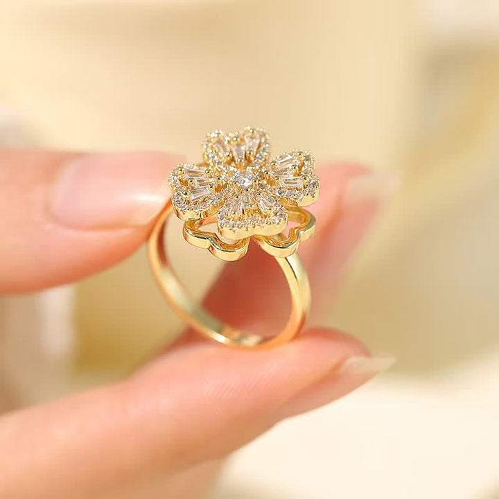 Bague anti-anxiété réglable en forme de trèfle à quatre feuilles rotatif - image 3