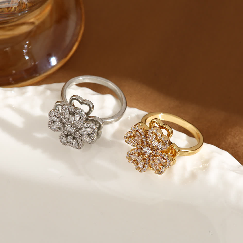 Bague anti-anxiété réglable en forme de trèfle à quatre feuilles rotatif - image 5