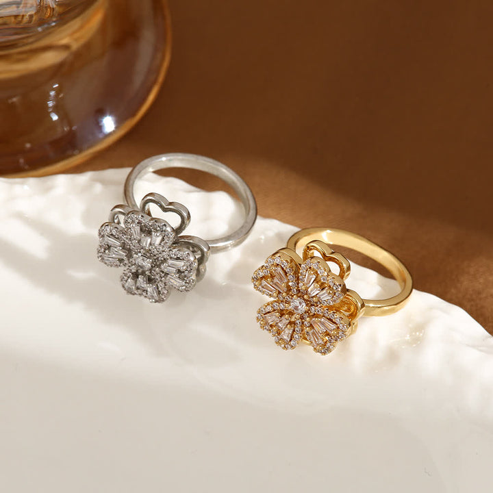 Bague anti-anxiété réglable en forme de trèfle à quatre feuilles rotatif - image 5