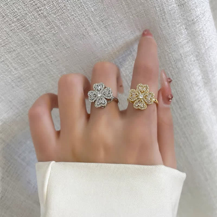 Bague anti-anxiété réglable en forme de trèfle à quatre feuilles rotatif - image 7
