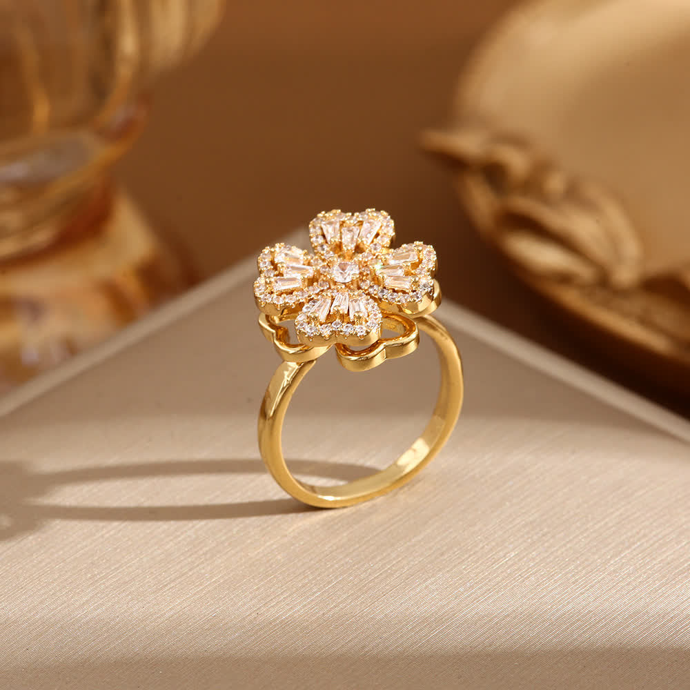 Bague anti-anxiété réglable en forme de trèfle à quatre feuilles rotatif - image 4