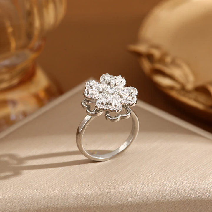 Bague anti-anxiété réglable en forme de trèfle à quatre feuilles rotatif - image 8