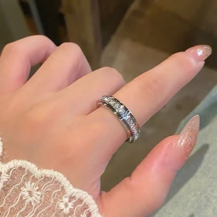 Bague anti-stress scintillante en cristal pour soulager le stress - Argent - US 11 - image 0
