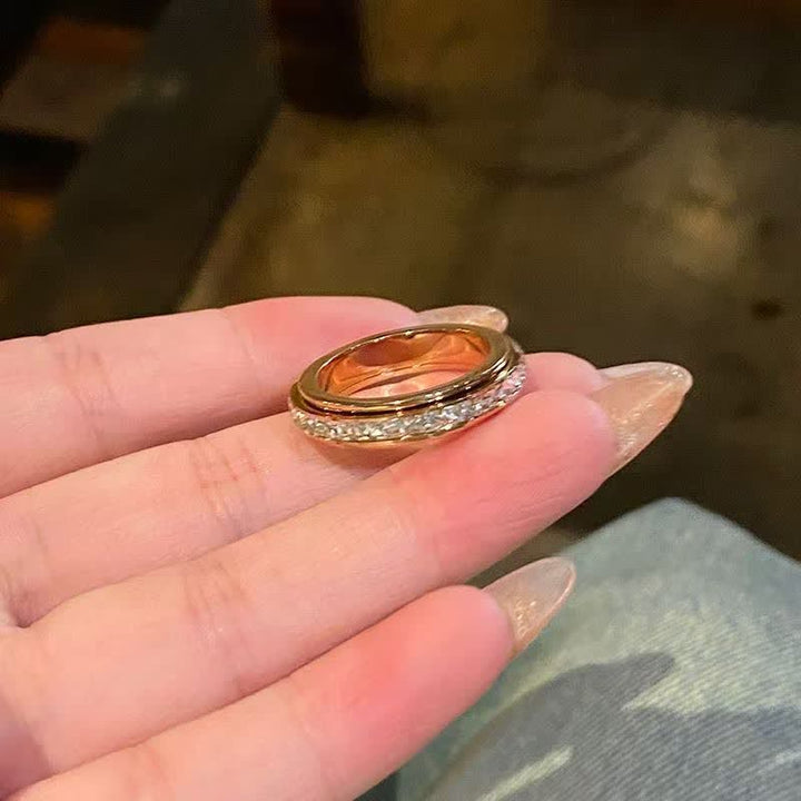 Bague anti-stress scintillante en cristal pour soulager le stress - Or rose - US 11 - image 7