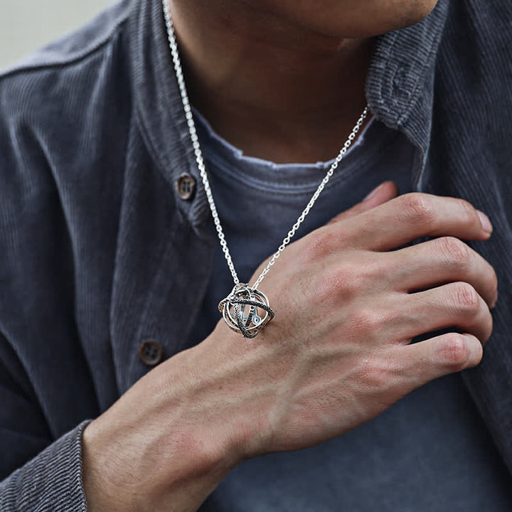 Bague anti-anxiété en forme de sphère astronomique qui se déplie en collier - Argent - US 11 - image 1