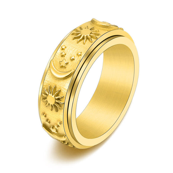 Bague anti-anxiété rotative Soleil Lune Étoile pour la méditation céleste - Or - US 13 - image 8
