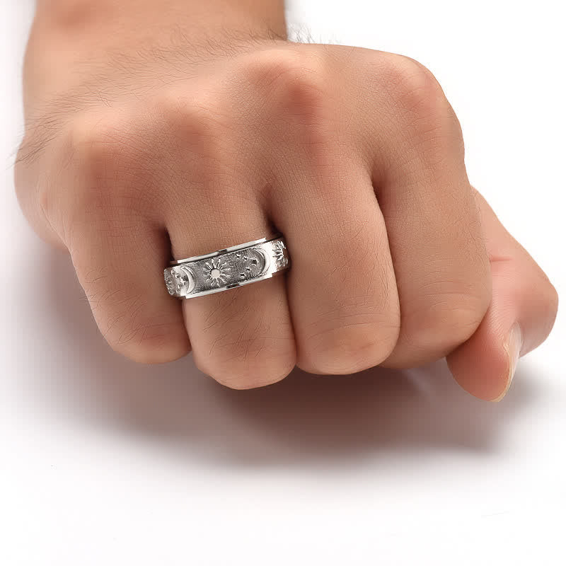 Bague anti-anxiété rotative Soleil Lune Étoile pour la méditation céleste - image 6