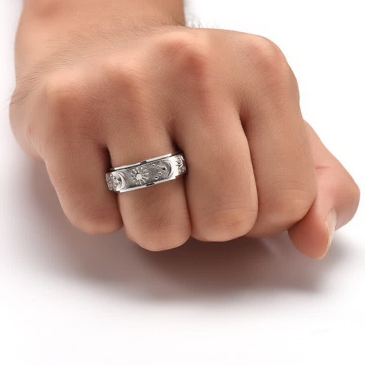 Bague anti-anxiété rotative Soleil Lune Étoile pour la méditation céleste - image 6