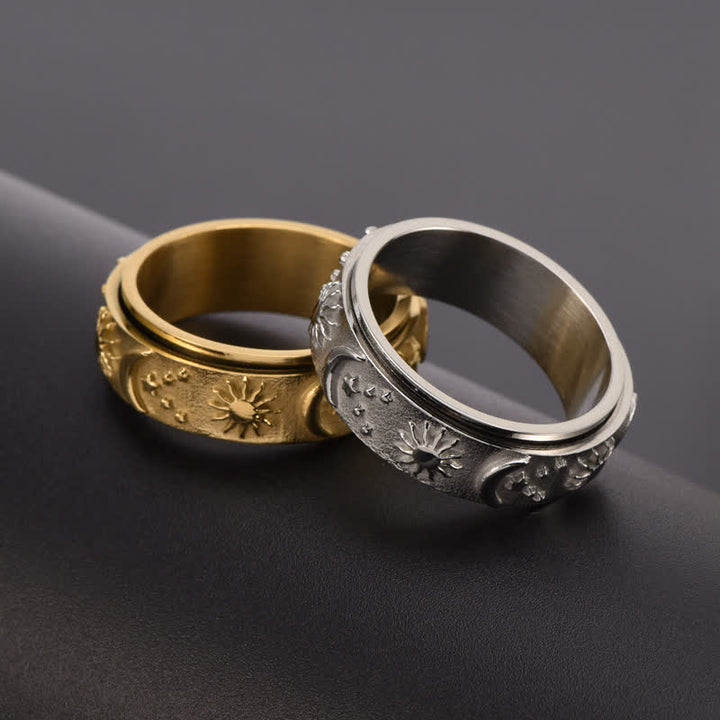 Bague anti-anxiété rotative Soleil Lune Étoile pour la méditation céleste - image 2