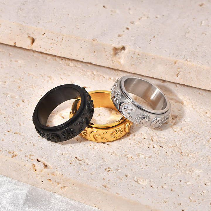 Bague anti-anxiété rotative Soleil Lune Étoile pour la méditation céleste - image 4
