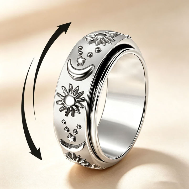 Bague anti-anxiété rotative Soleil Lune Étoile pour la méditation céleste - image 5