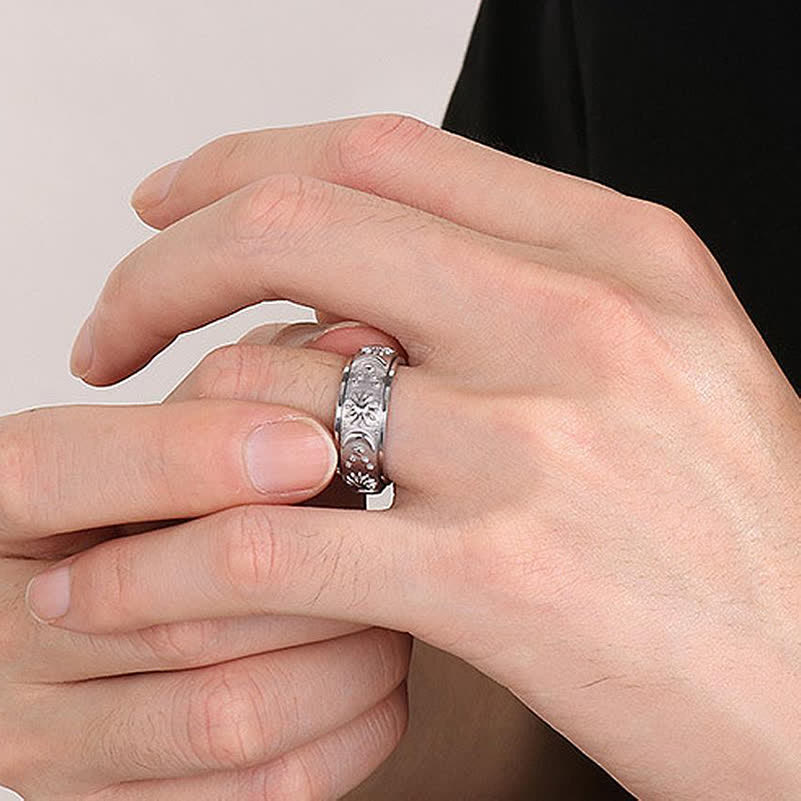Bague anti-anxiété rotative Soleil Lune Étoile pour la méditation céleste - image 0