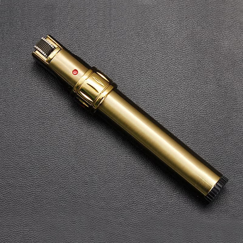 Briquet à butane EDC en forme de stylo, coupe-vent, à flamme jet - Doré brossé - image 2