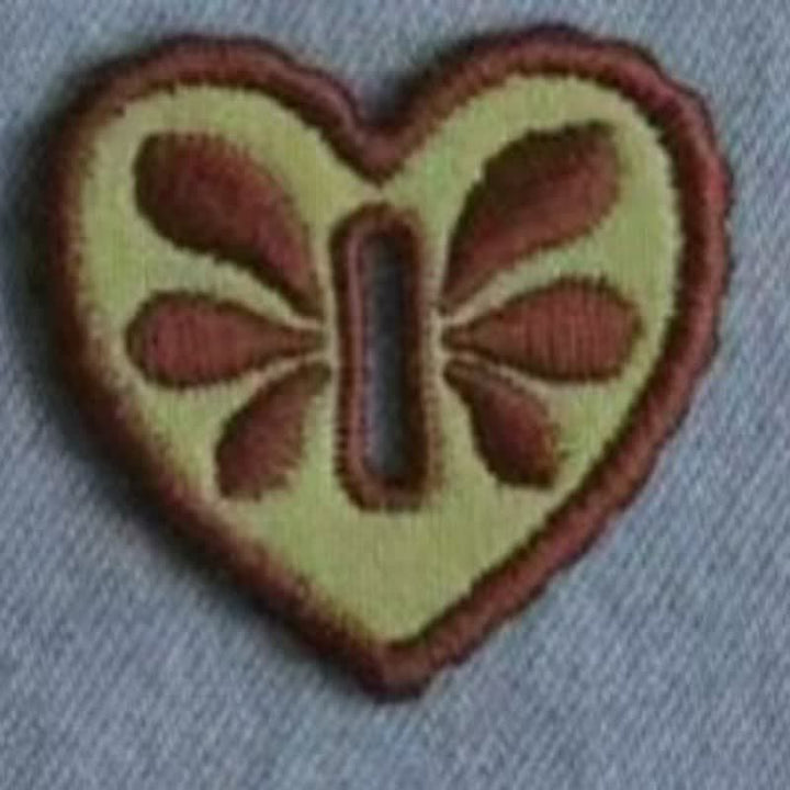 Crochet pour bouton décoratif amovible brodé en forme de cœur - Marron et vert - image 8