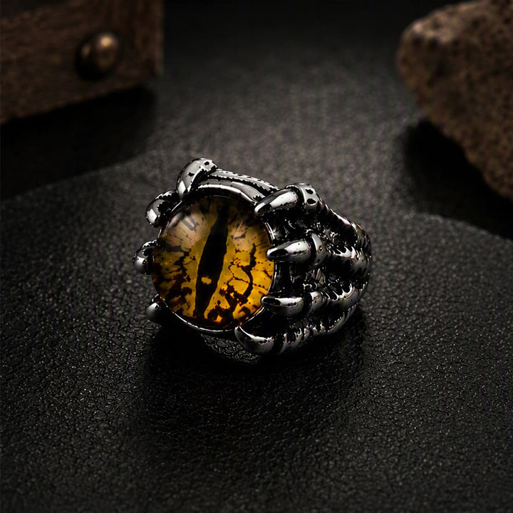 Bague œil maléfique gothique en forme de griffe d'aigle démoniaque - Or - Ouverture - image 7