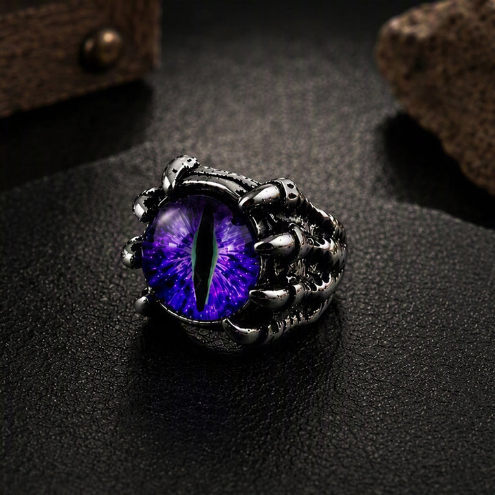 Bague œil maléfique gothique en forme de griffe d'aigle démoniaque - Violet - Ouverture - image 5