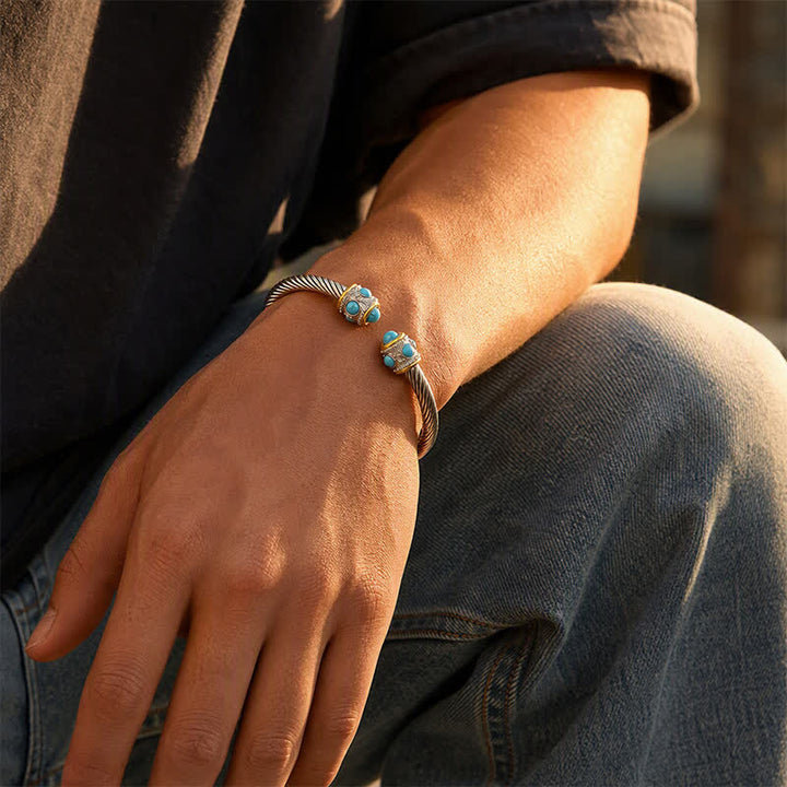 Bracelet manchette ouvert torsadé en turquoise éternelle - image 1