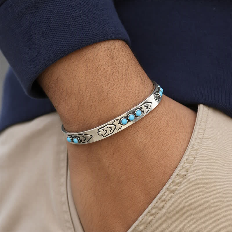 Bracelet manchette ouvert Sky Dots Turquoise Boho Silver Arrow - image 1