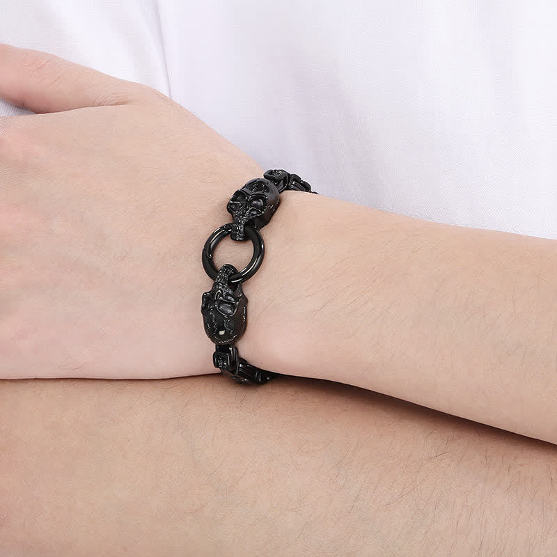 Bracelet de motard à double tête de mort pour homme, chaîne épaisse et imposante. - image 8