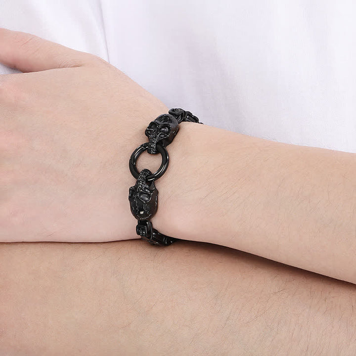 Bracelet de motard à double tête de mort pour homme, chaîne épaisse et imposante. - image 8