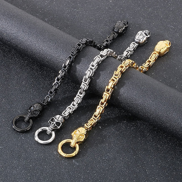 Bracelet de motard à double tête de mort pour homme, chaîne épaisse et imposante. - image 5