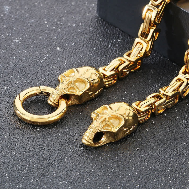 Bracelet de motard à double tête de mort pour homme, chaîne épaisse et imposante. - image 6