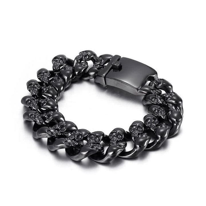 Bracelet cubain à motif tête de mort, style hip-hop, pour homme - Noir - image 4