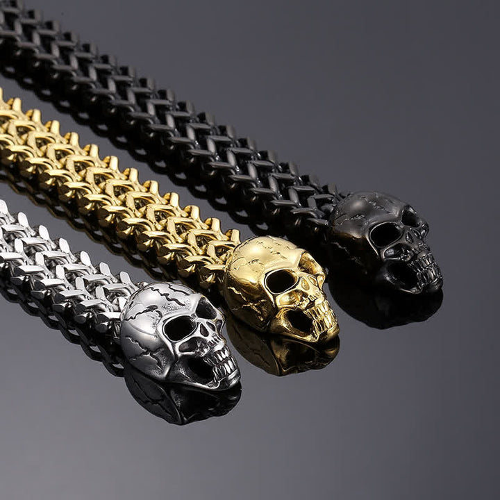 Bracelet pour homme avec fermoir mousqueton à double tête de mort - image 4