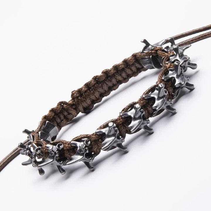 Bracelet à chaîne tressée en forme de vertèbre de dragon - Brun et argent - image 12
