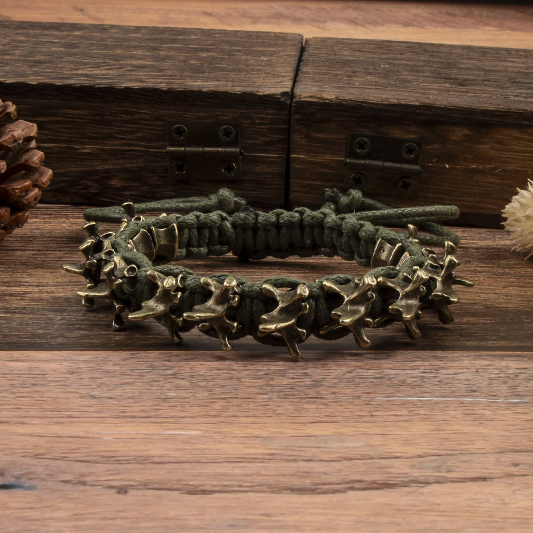 Bracelet à chaîne tressée en forme de vertèbre de dragon - Vert et bronze - image 8