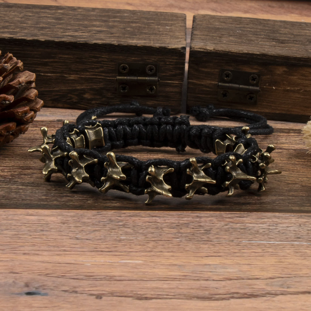 Bracelet à chaîne tressée en forme de vertèbre de dragon - Noir et bronze - image 7