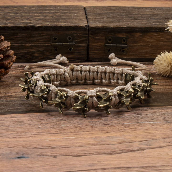 Bracelet à chaîne tressée en forme de vertèbre de dragon - Ivoire et bronze - image 10