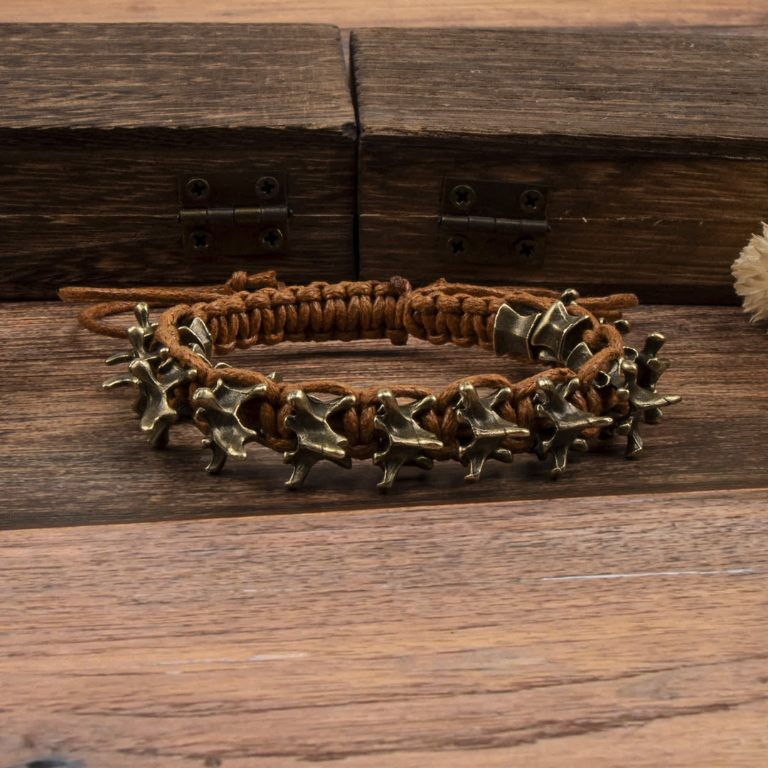 Bracelet à chaîne tressée en forme de vertèbre de dragon - Brun et bronze - image 9