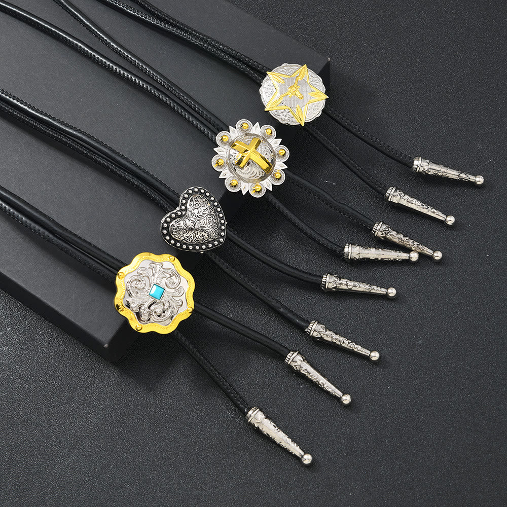 Collier de cravate Bolo en filigrane d’argent et d’or antique - image 0