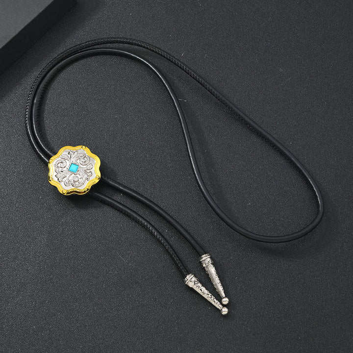 Collier de cravate Bolo en filigrane d’argent et d’or antique - Style n° 1 - image 1