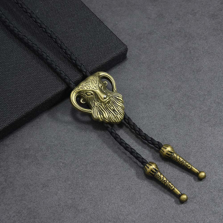 Cravate bolo tressée bicolore antique à tête de bélier pour homme - Bronze - image 2