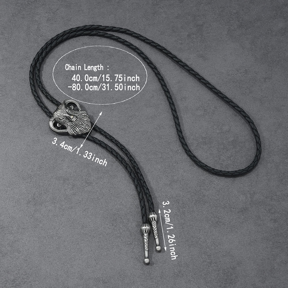 Cravate bolo tressée bicolore antique à tête de bélier pour homme - image 5