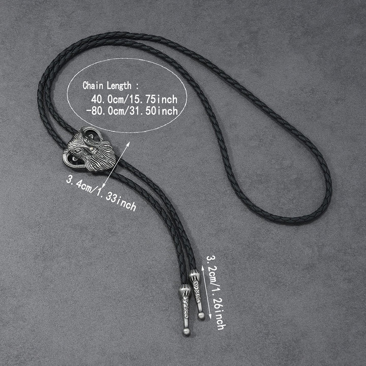 Cravate bolo tressée bicolore antique à tête de bélier pour homme - image 5