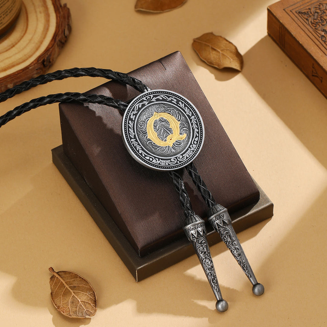 Cravate bolo vintage western à monogramme filigrane pour homme - Q - image 16