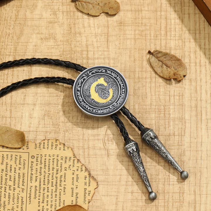 Cravate bolo vintage western à monogramme filigrane pour homme - C - image 3