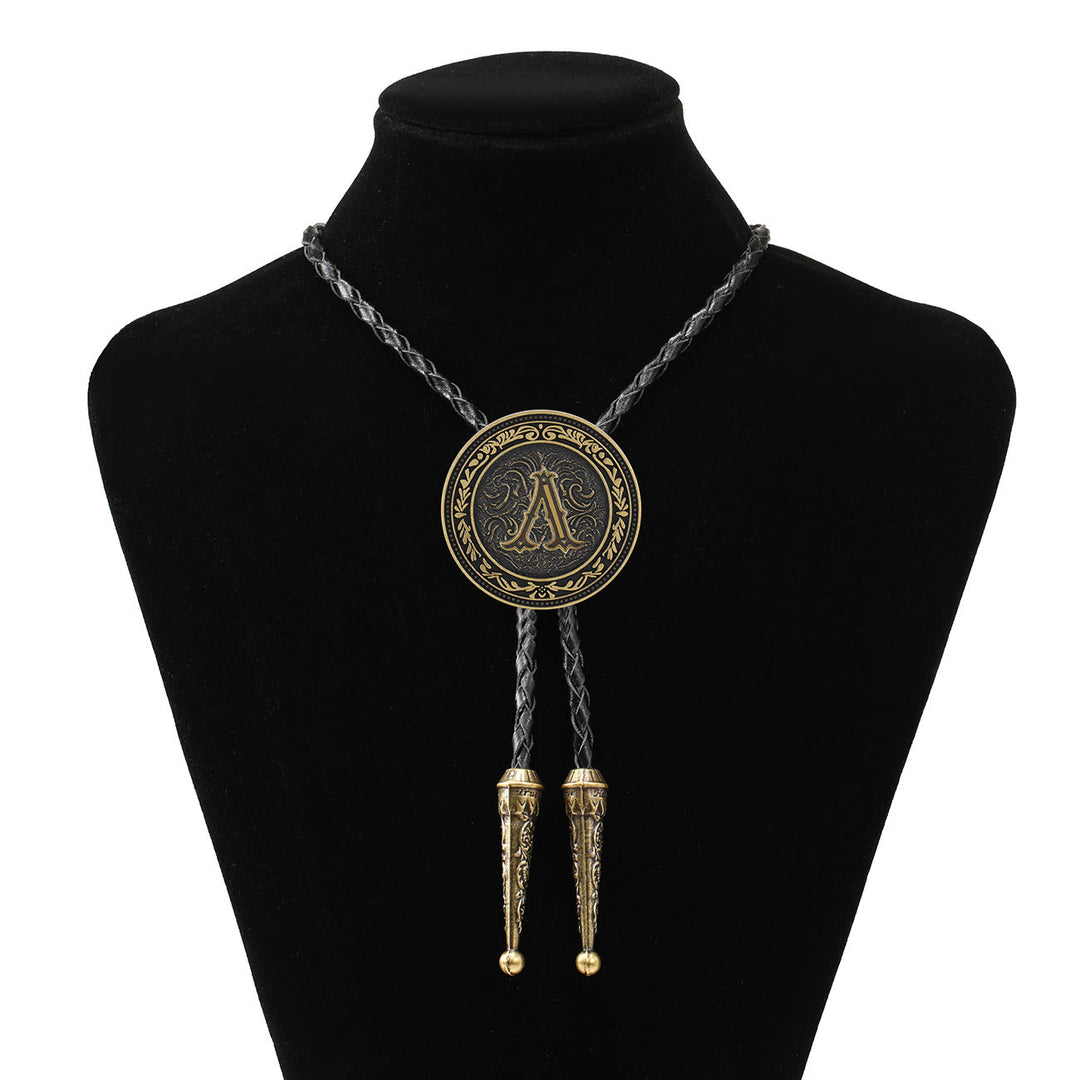 Cravate bolo vintage western pour homme avec écusson en laiton antique - A - image 1