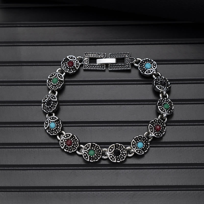 Bracelet bohème vintage en turquoise avec pierre ronde chic - Style n° 7 - image 9