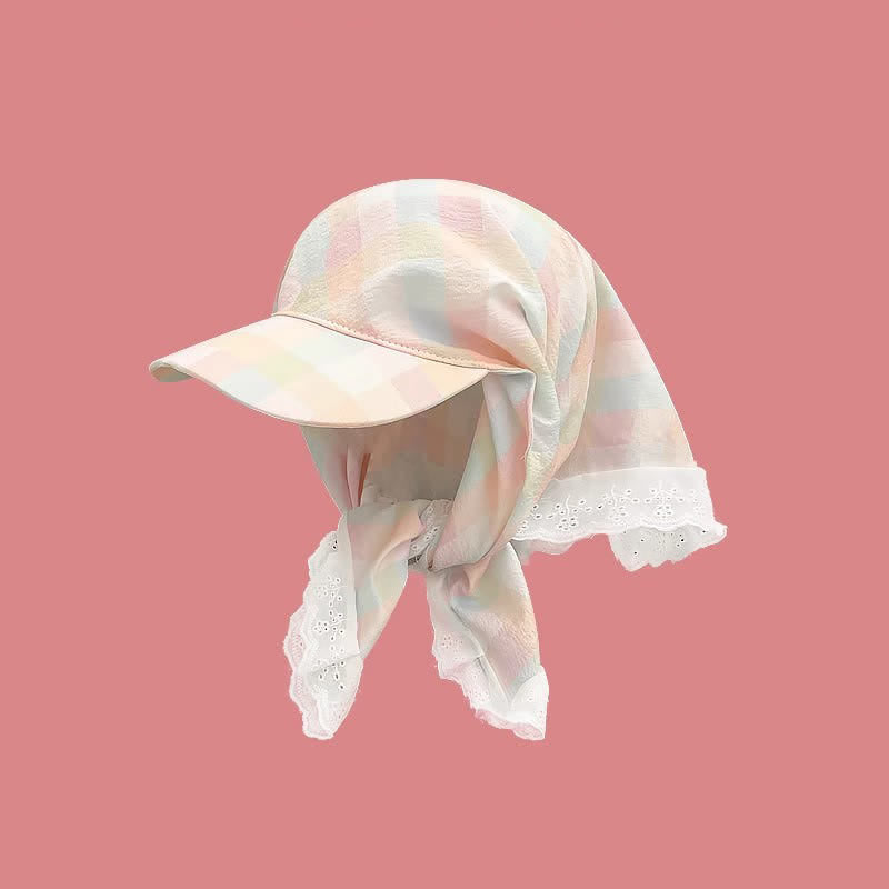 Casquette de baseball unisexe à bandana noué, style élégant et décontracté - Carreaux roses - Ajustable - image 17