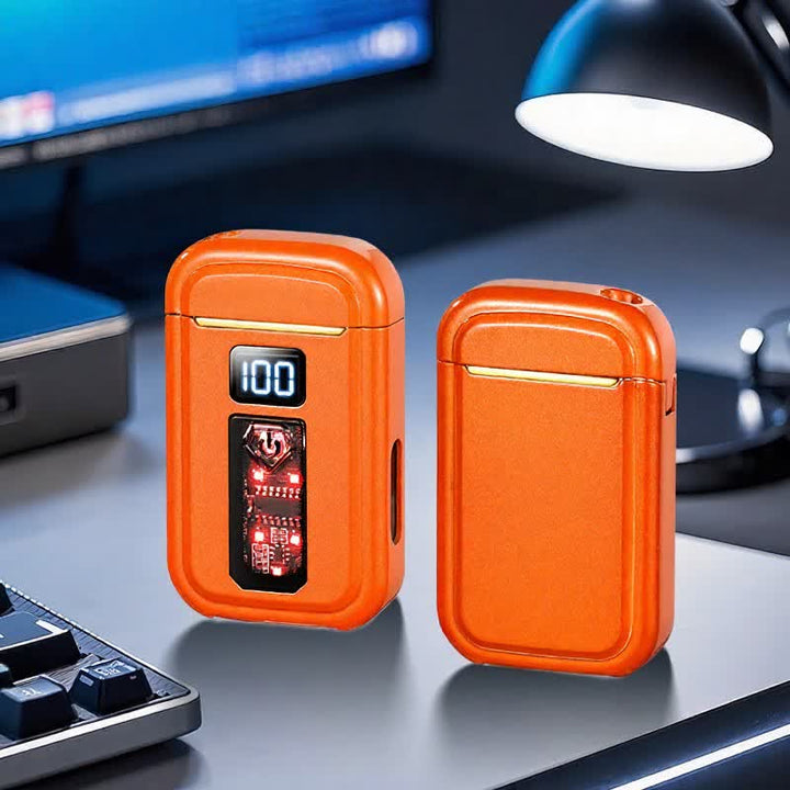 Briquet à butane 3 en 1 avec lampe torche à plasma et à jet, et lampe torche LED intégrée - Orange - image 12