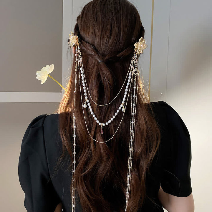 Chaînes de cheveux en perles pour femmes, inspirées des déesses des mariages et des festivals - Style n° 2 - Or - image 6