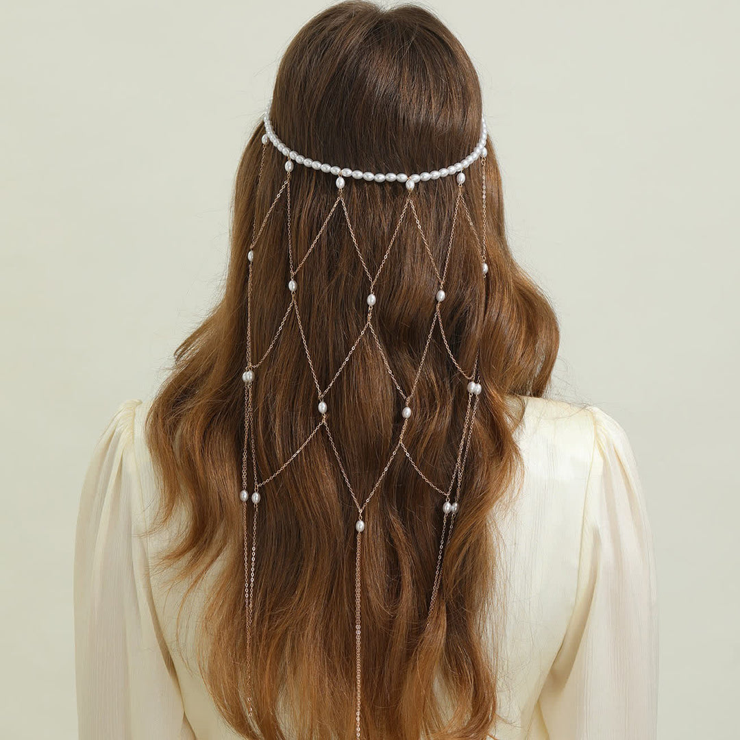 Chaînes de cheveux en perles pour femmes, inspirées des déesses des mariages et des festivals - Style n° 3 - Or - image 7