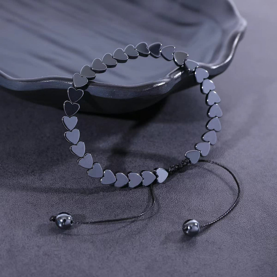 Bracelet tressé ajustable en perles d'hématite noire énergétique - image 2