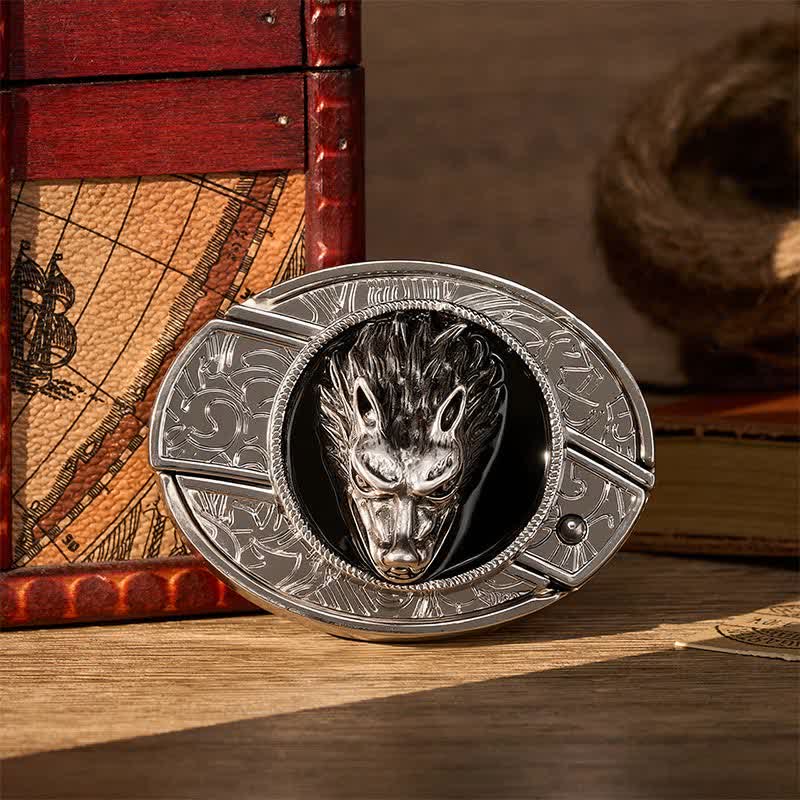 Ceinture en cuir avec boucle de couteau pliant caché Western Lone Wolf DIY - Loup - Sans ceinture - Ceinture non incluse - image 0