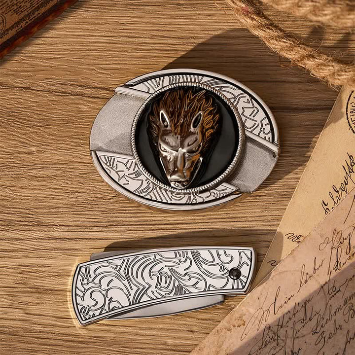 Ceinture en cuir avec boucle de couteau pliant caché Western Lone Wolf DIY - image 9