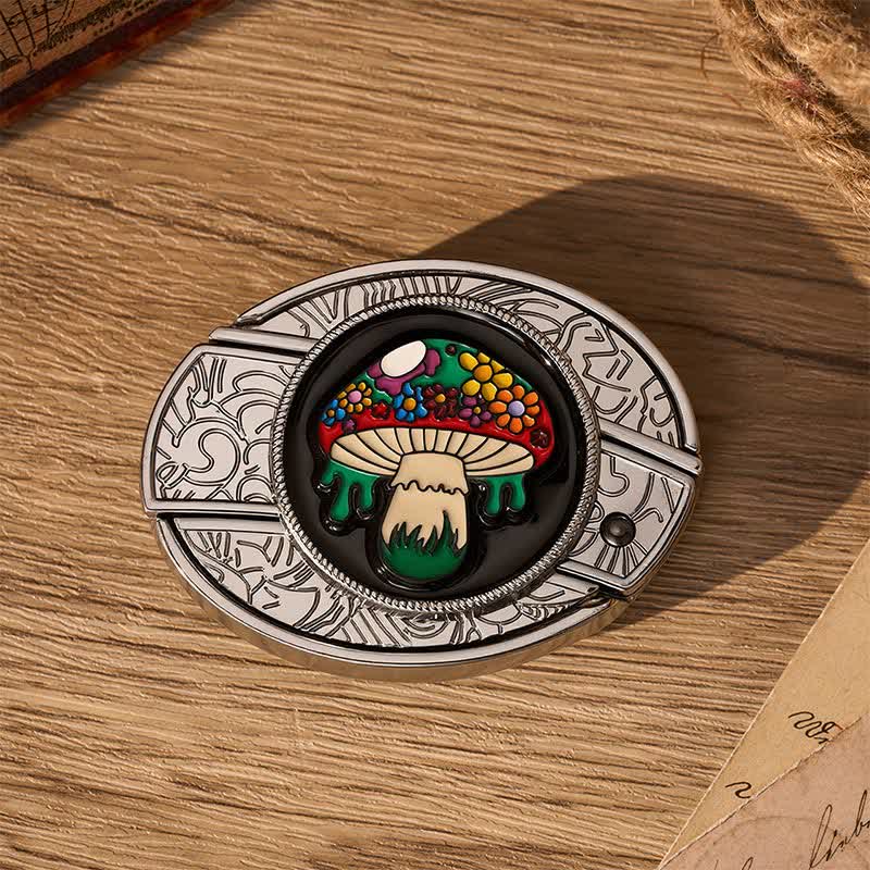 Ceinture en cuir avec boucle de couteau pliant caché, motif champignon hippie coloré, à faire soi-même - image 9